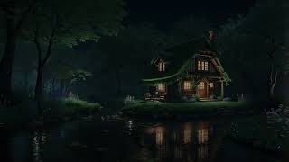 Fireflies, Crickets, Insects and Water Sounds at Fairy Tale Cabin Deep in The Forest
