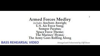 ARMED FORCES BASS SPACE FORCE rehearsal video with scrolling sheet music