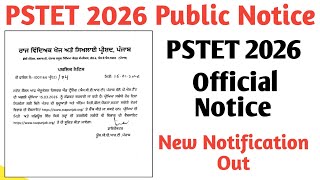 PSTET 2026 Official Notice With Website Out Registration Process