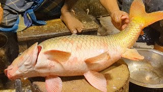 Never Seen!! Huge Monster Carp Fish Cutting & Skinning Skills In Bangladesh Local Fish Market