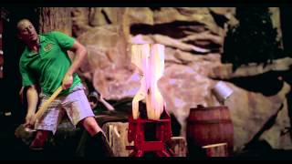 Lumberjack Andrew Mattison tears up some wood for the first time in 4 months
