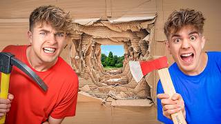 Aus 100 SCHICHTEN Pappe AUSBRECHEN! Wer ist schneller?