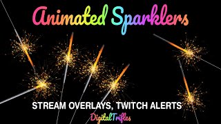 Golden Sparklers, Animated Twitch Overlays, New Year Eve Stream Alerts,, Stream Decoration