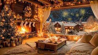 🔥Cozy New Year's Eve 24/7🎉Instrumental Happy New Year & Christmas Music With Fireplace for Relaxing