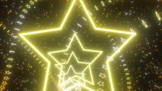 Fly Through Golden Glowing Neon Star Twisting Turning Tunnel In Space 4K Video Effects HD Background