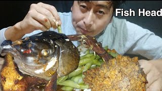 HUGE FISH HEAD WITH BEANS NAGA MUKBANG// NORTHEAST INDIA
