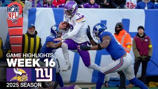 Minnesota Vikings vs. New York Giants Game Highlights | NFL 2025 Season Week 16
