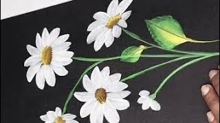 White daisy painting One stroke daisy l. flower painting Varsha fine art