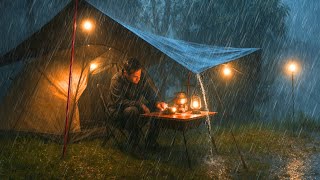 CAMPING in THE HEAVY RAIN – relaxing in a heavy rain – camping in a heavy rain