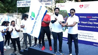 Actor Vikram Prabhu Flag World Heart Day Walkathon 2022 by Medway Heart Institute at Besant Nagar