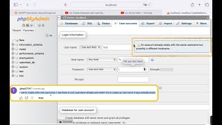 How to create and set pwd for a root user in XAMPP DB | root user already exists in database error