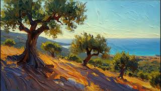 4K Frame TV Art No Music | Olive Grove Coast | 1-Hour Ambient Screensaver