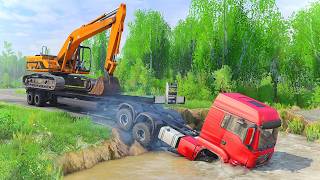 Giant Truck DANGEROUS River Crossing