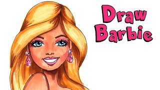 HOW TO DRAW BARBIE Step by Step Drawing Tutorial for Kids. Guided Barbie Face Follow Along Drawing