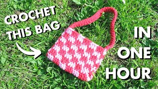 chunky checkered crochet bag tutorial (make this in 1 hour!!)