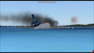 FS2004 - CLS Garuda Indonesia DC-10-30 crash emergency landing on sea