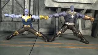 SH Figuarts Thanos vs. Marvel Legends BAF Thanos (showdown)