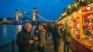 London 🇬🇧 London Bridge Christmas Market Walking Tour 🎄【4K HDR】| Winter by the River 2025
