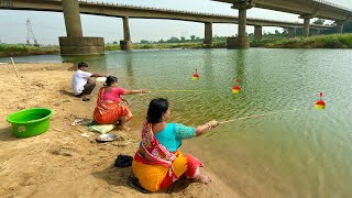 Fishing Video || Village fishermen catching fish from the river in using different types of food