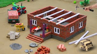 diy mini tractor making cemented house construction with bricks science project @Aafnocreator