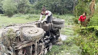The time-lapse video shows the girl spending two days repairing and restoring the old truck.