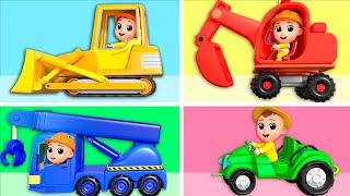 Construction Trucks Song | Excavator, Loader, Crane Truck | Nursery Rhymes & Kids Songs | Tinytots