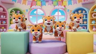 Cinco Pequeños Tigres de Juguete Rugen Grrr | Canciones de Animales y Rimas Infantiles