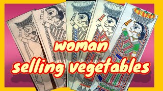 Woman figure in Madhubani painting, Madhubani painting for beginners.