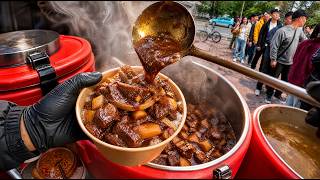 🔥 Street Food Giant Braised Beef Rice Bowl | Best Chinese Food Ever!