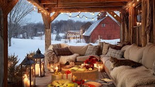 Soft Piano Music on a Warm Farm Porch | Cozy Winter Countryside Ambience