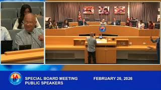 February 26, 2026 - 4:00pm Special Board Meeting Including Closed Session
