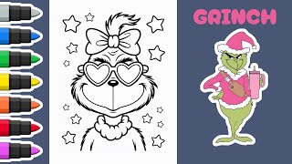 Coloring Preppy Grinch | Cute Christmas Grinch Coloring Page