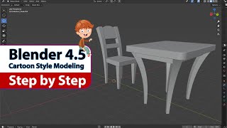 Blender 4.5 Tutorial: Cartoon‑Style Table & Chair for Beginners | Mirror, Simple Deform & Bevel