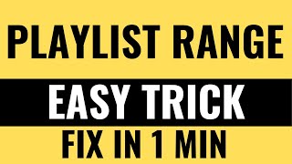 Download Only Part of a Playlist (Range) — yt-dlp