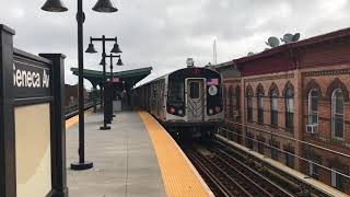 (J) train action at Seneca Av (Weekend)