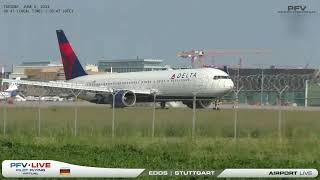 Delta Air Lines Boeing 767 from Atlanta landing at Stuttgart airport - PFV live airport clips