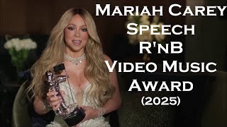 2025 Mariah Carey's Acceptance Speech for the R'nB Video Music Award (AUDIO, Sous-titres FR)