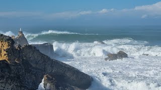 Enormes vagues durant la tempête Herminia à Biarritz
