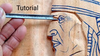 Face carving in wood || Carving Tutorial