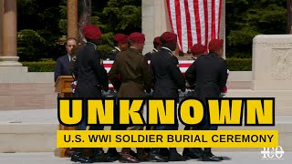 Unknown U.S. WWI soldier burial ceremony at Oise-Aisne American Cemetery