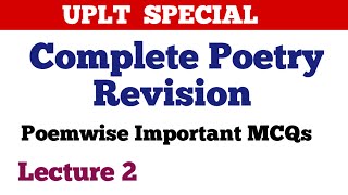 UPLT ENGLISH Poetry MCQs Lecture 2 ||TGT PGT English || 