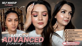 Basic To Advanced Self Makeup Tutorial 💄 | Step By Step Makeup For Beginners | Easy Glam Makeup Look