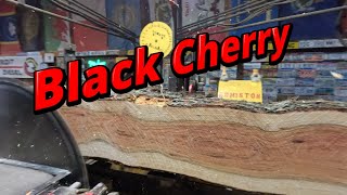 Sawing three pretty cherry logs # 823