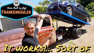 First test with a sacrificial car - 1954 Ford F600 Car Hauler Build part 67