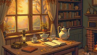 It's 1950s vintage autumn with soft oldies music playing in a reading room 🍂