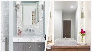 75 White Tile Powder Room With Gray Walls Design Ideas You'll Love 🌈