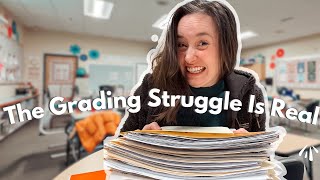 Catching Up on Grading: A Realistic Teacher Vlog / third grade teacher mom, grading in contract time