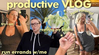 trying on "no bra" tops, new hair tutorial, running errands & plant tour!