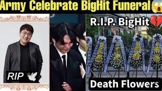 bts army celebrete BigHit funeral 😨 death flower outside hybe building 💔BTS hybe controversy😨#viral
