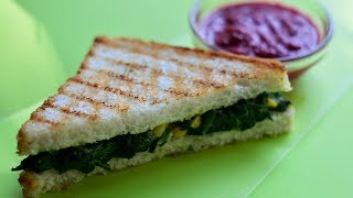 Spinach and Corn Sandwich | Cheese Sandwich @ Guru's Cooking